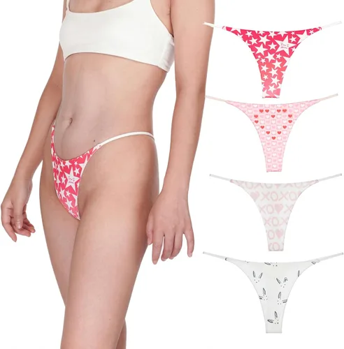 Vista 10 de Tanga de encaje sin costuras para mujer, ropa interior de cintura alta con tiras en G Serie 010-leopardo