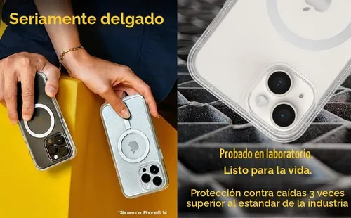 Vista 4 de OtterBox Funda Serie Symmetry+ para iPhone 16e, iPhone 15, iPhone 14 y iPhone 13 (SOLAMENTE), Se Acopla a MagSafe, Ultra-Elegante, Bordes Elevados