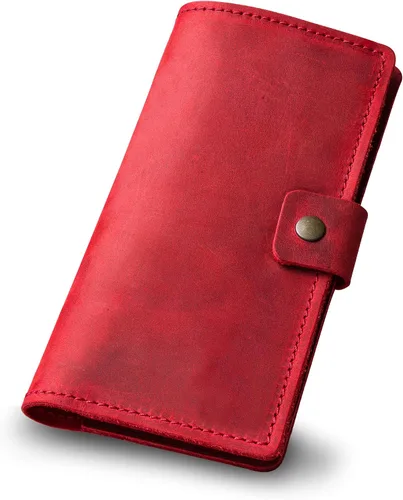 Vista 14 de PEGAI Handmade Minimalist Design Checkbook Cover 100% Distressed Full Grain Horse Leather Checkbook Wallet Business Checkbook Binder Clark