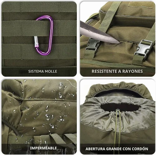 Vista 5 de King'sGuard 70L Camping Hiking Backpack for Men Women Large Military Tactical Backpack Molle Rucksack Backpack for Outdoor