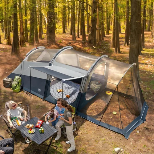 Vista 8 de TIMBER RIDGE Tienda de campaña familiar para 8 personas con sala de pantalla, doble capa, impermeable, resistente a la intemperie, gran túnel
