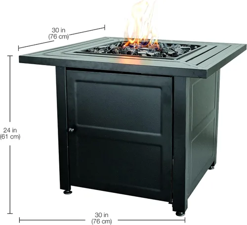 Vista 3 de Tazón de fuego Endless Summer LP a gas para exteriores, con repisa de chimenea de acero Incluye cristal de fuego negro y cubierta protectora