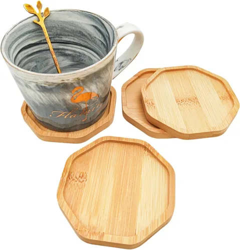 Vista 8 de 4 posavasos de bambú de mosaico para manualidades, bandejas de base en blanco, posavasos para beber, posavasos para plantas, placa de arte
