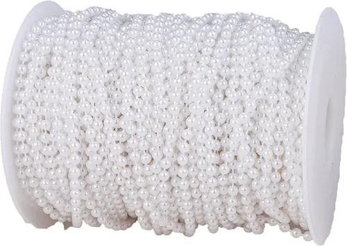 Vista 16 de Guirnalda de cuentas de perlas sintéticas para manualidades de 4mm rollo de hebra de perlas para decorar centros de mesa florales favor de fiesta