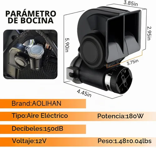 Vista 3 de Bocinas de tren ruidosas bocinas para coche/camión Bocina de aire compacta