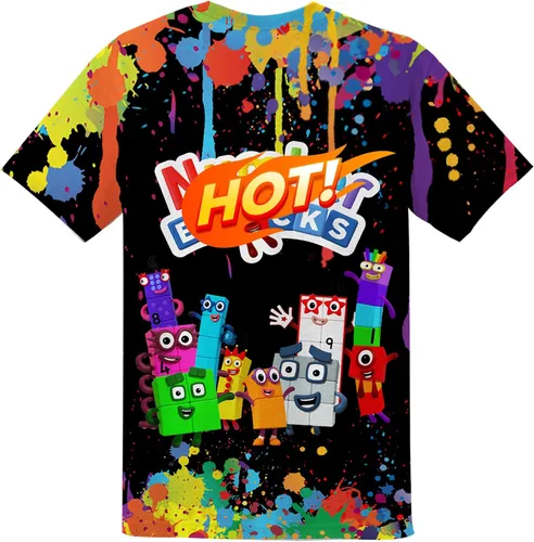 Vista 2 de Camisa de cumpleaños para niños, ropa de manga corta, para niñas, niños, caricaturas, camiseta casual para la familia