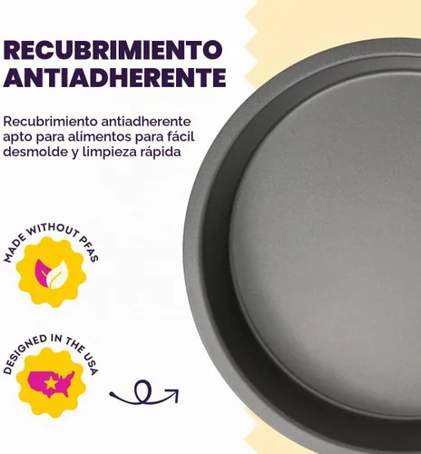 Vista 4 de Wilton Molde redondo antiadherente plateado para tartas, fabricado sin PFAS