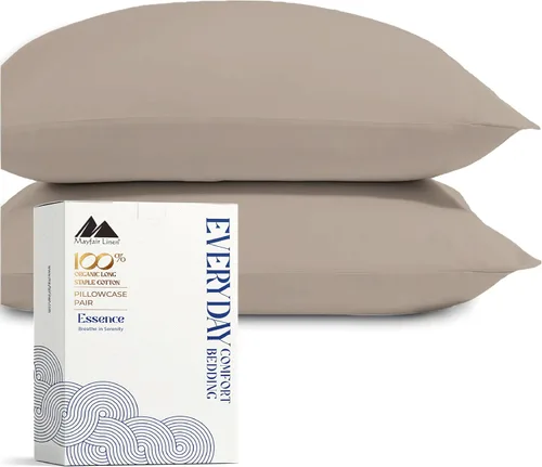 Vista 19 de Mayfair Linen Juego de sábanas de percal 100 % algodón orgánico, tamaño individual o 2 unidades, suaves y crujientes de algodón orgánico