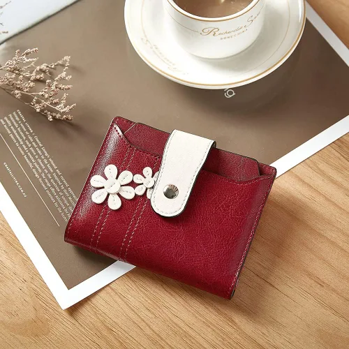 Vista 6 de BOSTANTEN - Billetera de cuero para mujer con bloqueo RFID, pequeña, con cremallera, de bolsillo, para tarjetas, con ventana para documento