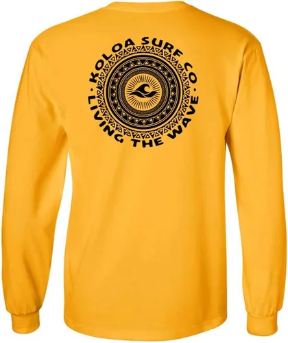 Vista 28 de Koloa Surf - Camiseta de algodón de manga larga con logotipo de círculo tribal para hombre, talla regular, grande y alta Azul acuático/logotipo