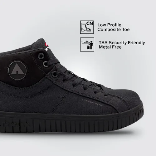 Vista 3 de Airwalk Deuce Mid Top Composite Toe - Zapatos de trabajo industriales para hombre, negronegro, talla 10, anchos, cómodos y ligeros para hombre