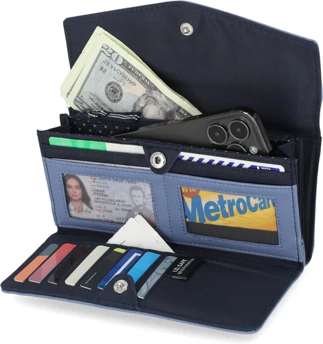 Vista 2 de Nautica Money Manager RFID - Cartera organizadora para mujer, Azul (Marine), Compacto
