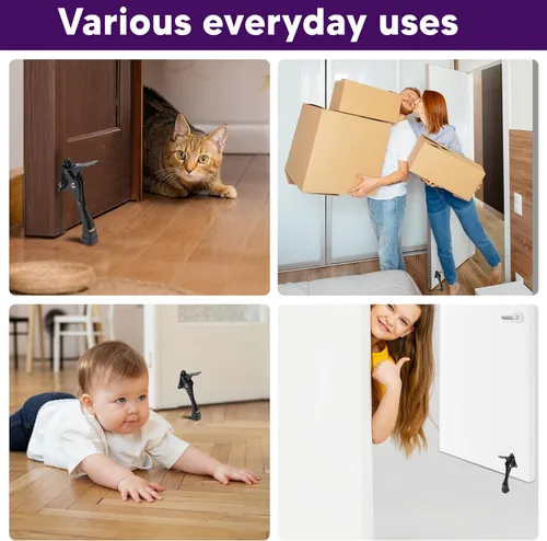 Vista 4 de HOME&I Tope de puerta de 4 pulgadas, tope de puerta de pedal manos libres con pie de goma ajustable, soporte de puerta resistente para el hogar