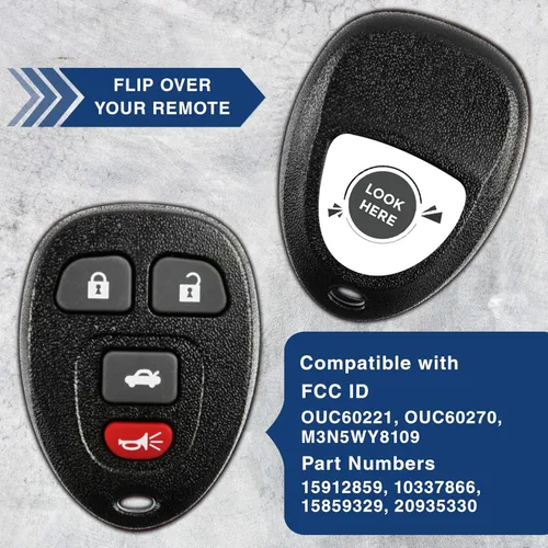 Vista 5 de KeylessOption Llavero de Reemplazo para 2006 2007 2008 2009 2010 2011 2012 2013 2014 2015 2016 Buick Lucerne Cadillac DTS Chevrolet Chevy Impala