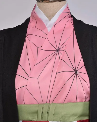 Vista 5 de miccostumes Kimono de frijoles rojos de anime para mujer, disfraz de cosplay con decoración de bambú