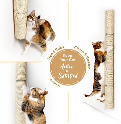 Vista 5 de xympo Rascador de Pared Montado de 86 cm para Gatos, Poste de Rascado de Sisal