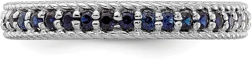 Vista 3 de 925 Sterling Silver Created Sapphire Eternity Band Ring Stone Birthstone September Gemstone Stackable Fine Jewelry For Women Gifts For Her