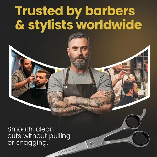 Vista 5 de Tijeras de corte de pelo profesionales, tijeras japonesas de acero inoxidable para peluquería (7 pulgadas) - Tijeras para barba, bigote, mujeres