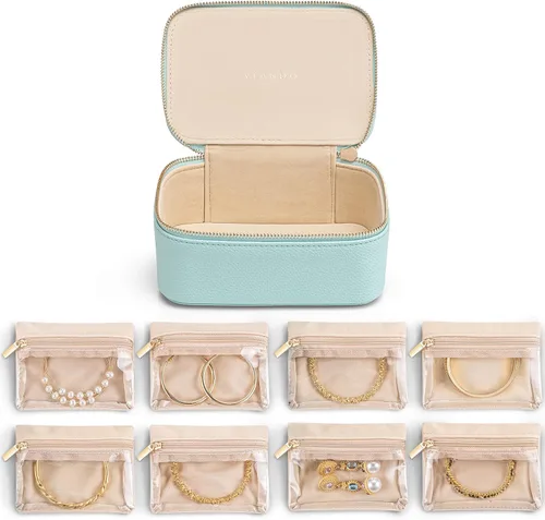 Vista 9 de VLANDO - Bolsa de viaje para joyería, 12 bolsas de terciopelo con A.12 PCS transparente