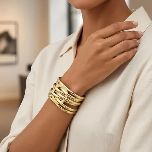 Vista 4 de Edoneery - Pulsera envolvente de cuero para mujer, brazalete de puño de múltiples capas hecho a mano estilo bohemio con cuentas de cristal