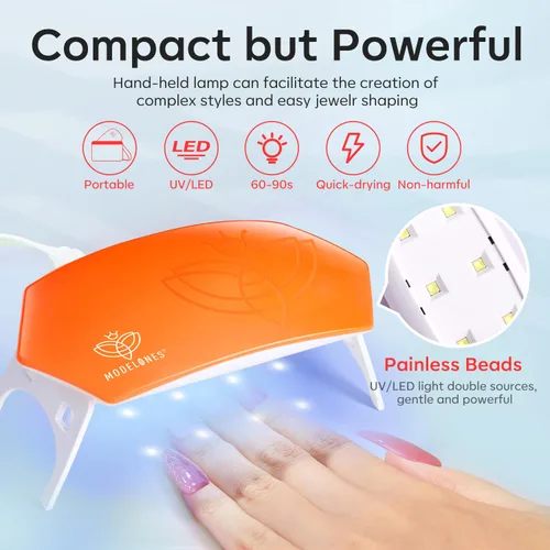 Vista 6 de Modelones Kit de uñas de polygel de 133 piezas, kit de gel para extensiones de uñas de 32 colores en primavera rosa pastel con lámpara de uñas, capa
