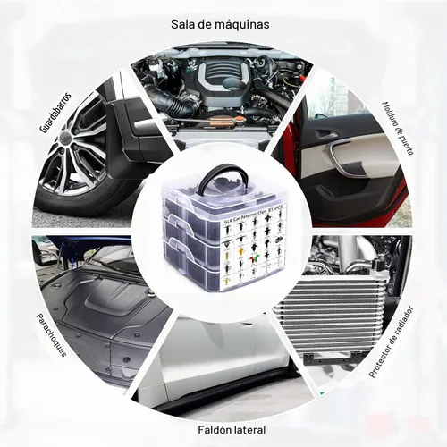 Vista 6 de Kit de 860 clips de retención de empuje para automóvil y clips de sujeción Azul