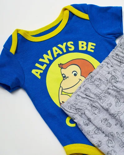 Vista 3 de Curious George Conjunto de 3 piezas para bebé niño con pantalón y bandana