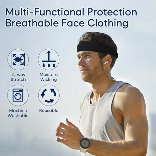 Vista 4 de gelbesty Paquete de 2 polainas refrescantes para el cuello, cubierta facial para todo tipo de clima para hombres y mujeres, bandana facial