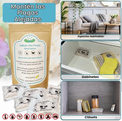 Vista 4 de UpBloom - Repelentes totalmente naturales para proteger el hogar y el garaje contra ratones, arañas, cucarachas e insectos, 10 bolsas para control