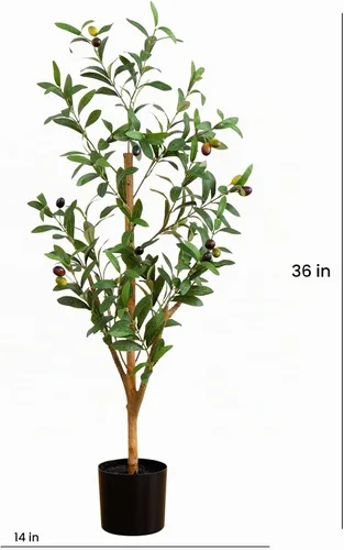 Vista 3 de Nearly Natural 3 ft Artificial Olive Tree with Natural Trunk for Decor