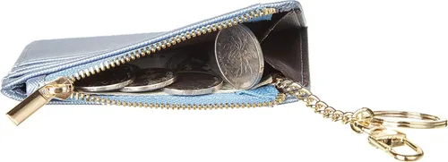 Vista 3 de Sodsay Estuche para tarjetas, cartera delgada con bolsillo frontal, para mujer, sujetatarjetas con llavero
