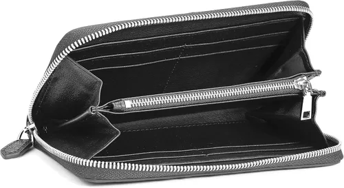 Vista 6 de Cartera de cuero de cocodrilo genuino para hombres, cartera hecha a mano de lujo, Negro05