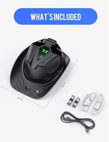 Vista 6 de PHNIXGAM Base de carga compatible con Oculus Quest 2Meta Quest 2, carga auriculares VR y controlador simultáneamente, con 2 baterías recargables