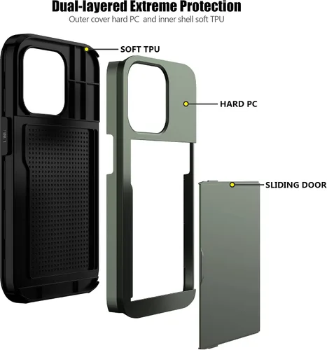 Vista 10 de Nvollnoe - Funda para iPhone 14 con tarjetero [tienda de 5 tarjetas] Negro - Almacenamiento más grande
