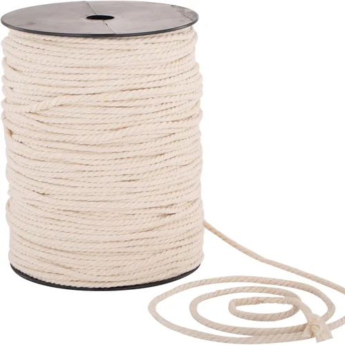 Vista 10 de Cuerda de macramé de 0.118 in x 328 yardas Cuerda de macramé 100% algodón natural 3 hebras de algodón trenzado para colgar plantas hecho a mano