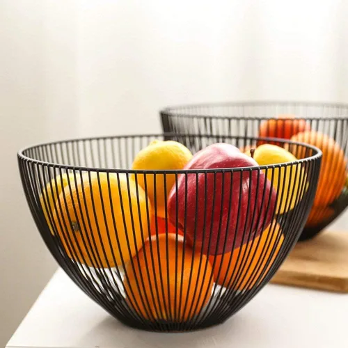 Vista 5 de LANDTOM Creative Wire - Fruteros de alambre para frutas, soporte para frutas, almacenamiento de aperitivos (24 x 15, C)
