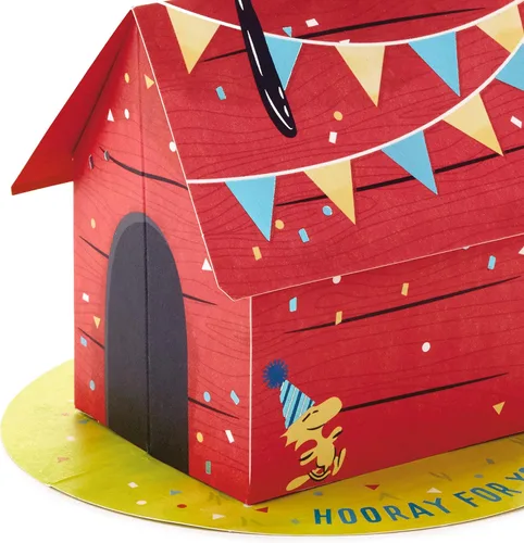 Vista 6 de Hallmark Paper Wonder Peanuts - Tarjeta de cumpleaños desplegable (Snoopy Dog House)