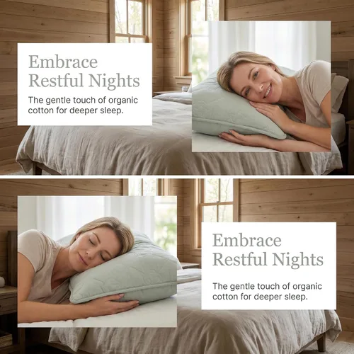 Vista 5 de Pillow Protector with Envelope, 1-Pack, Breathable Hypoallergenic Cotton, Suitable for Home and Hotel Use 19x29 inch Bluish-Green