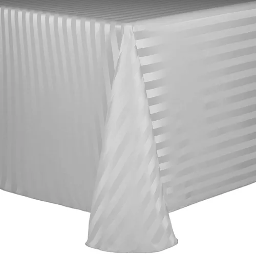 Vista 54 de ULTIMATE TEXTILE Mantel ovalado de rayas satinadas, 60 x 84 pulgadas, color marfil crema