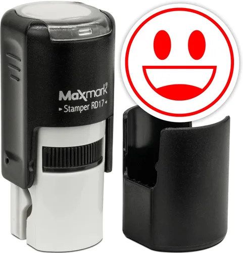 Vista 116 de MaxMark Sello de Emoji Autoentintado Redondo - Enojada - Tinta Negra