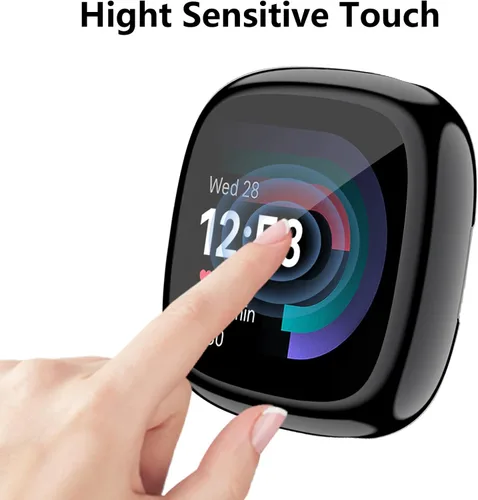 Vista 4 de Tobfit Funda protectora de pantalla para Fitbit Sense 2 / Fitbit Versa 4, TPU chapado en suave alrededor de la cubierta protectora sensible al tacto