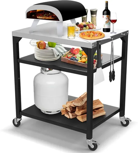 Vista 11 de Mesa de Parrilla Plegable para Interior Portátil Compatible con Parrilla de Madera al Aire Libre Ninja (Serie OG701 OG850 OG951), Espacio Grande
