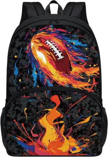 Vista 24 de American Flag Fire Galaxy Pattern Kids Backpack for Boys Girls Elementary Students Bookbag Middle School Bag Lightweight Children Travel Bag