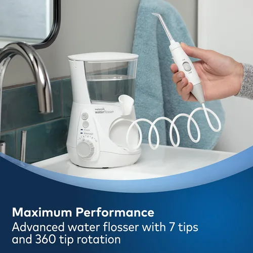 Vista 7 de Waterpik Irrigador dental avanzado inalámbrico para dientes, encías, aparatos ortopédicos, cuidado dental con bolsa de viaje y irrigador dental