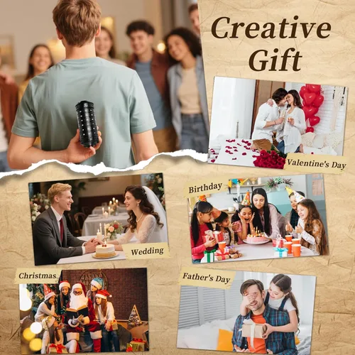 Vista 6 de CoEjokno Da Vinci Code Numeric Cryptex Caja de Rompecabezas de Dinero para Regalo en Efectivo, Caja de Joyería con Compartimento Oculto, Regalo