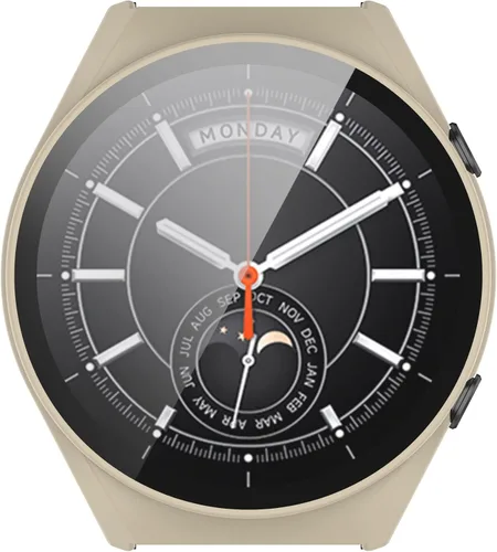Vista 3 de Funda rígida de policarbonato compatible con Xiaomi Watch S1 con protector de pantalla de vidrio templado ultra fino HD, ultradelgado, resistente a