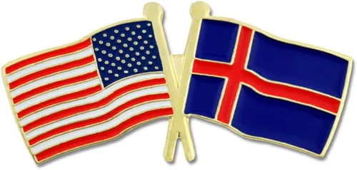 Vista 31 de PinMart Pin de solapa esmaltado con bandera de la amistad cruzada de Estados Unidos y el mundo