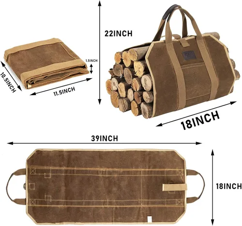 Vista 2 de BHD - Bolsa resistente de lona encerada de 20 onzas con asas, para campamento, interior y exterior, color marrón