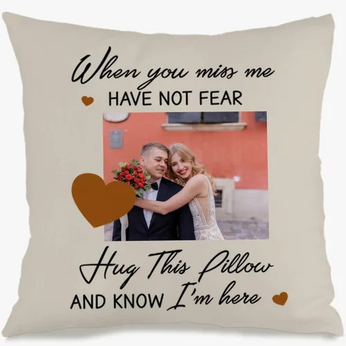 Vista 9 de Personalized One Picture Pillow Cover with Custom Text Allowing You to Create a Memorable Cushion Design That fits Your Sofa or Bedroom While