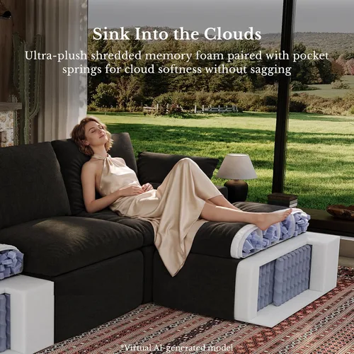 Vista 4 de Maywish Sofá Cloud de 104 pulgadas, sofá modular en forma de L, color gris Gris oscuro